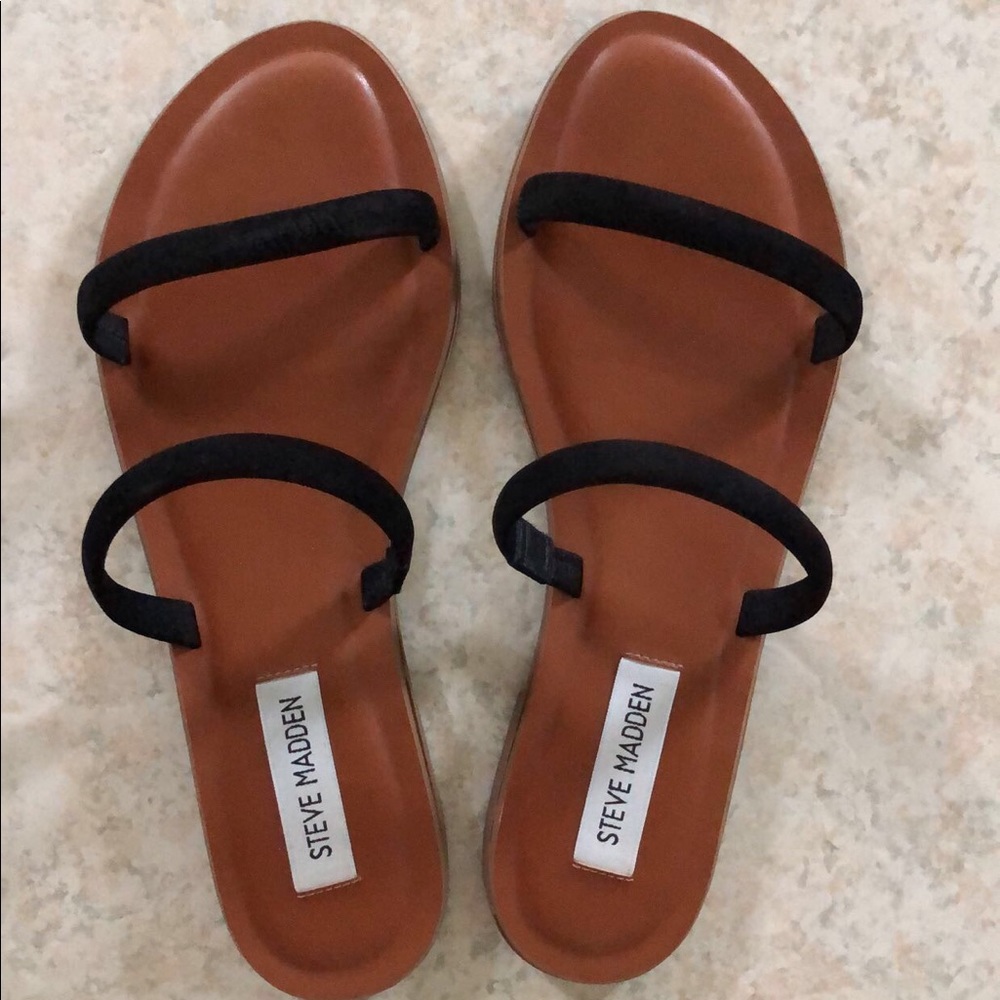 Steve Madden Myla Black Nubuck Sandals